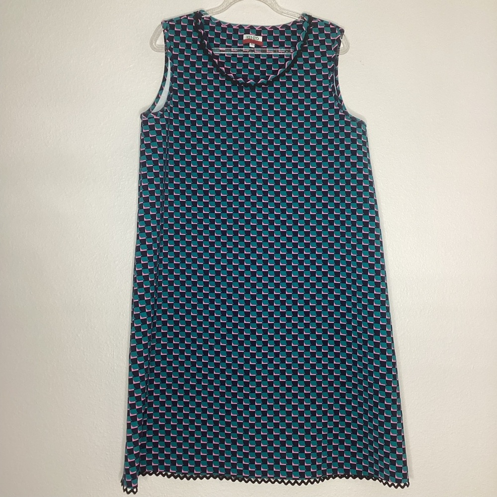 KENZO Paris Ikram Dress Sleeveless Geometric Rick Rack Trim Sz 40 (8/10)